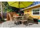 Inviting outdoor patio set with ornate metal chairs and sunny yellow umbrella at 520 48Th N Ave, St Petersburg, FL 33703