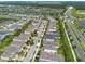 Aerial view of a neighborhood showcasing neat rows of houses, green lawns, and a well-connected road network at 6135 Voyagers Pl, Apollo Beach, FL 33572