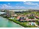 Panoramic aerial view of the property highlighting its waterside location and community features at 6268 Palma Del Mar S Blvd # 101, St Petersburg, FL 33715