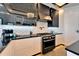 Well-equipped kitchen with a modern range, tile backsplash, and sleek white and black cabinetry at 6536 Simone Shores Cir, Apollo Beach, FL 33572
