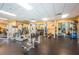 The gym has machines, weights, mirrors, and rubber floors at 12141 Arron Ter, Trinity, FL 34655