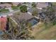 Aerial view of home with screened pool enclosure in a well-kept neighborhood at 1509 Ventana Dr, Sun City Center, FL 33573