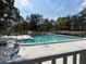 Community pool with lounge chairs and palm trees around its perimeter at 3150 Mission Grove Dr # 3150, Palm Harbor, FL 34684