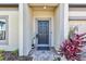 Stylish front door with decorative brickwork leading to a welcoming entrance at 3192 King Fern Dr, Wimauma, FL 33598