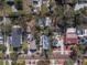 Aerial view of a charming single-Gathering home featuring a private pool nestled among lush green trees at 468 11Th N Ave, St Petersburg, FL 33701