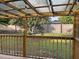 Cozy covered back porch with wood railings and a view of the spacious backyard at 6483 43Rd N Ave, Kenneth City, FL 33709