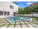 Private backyard pool and spa accented by grass pavers and mature landscaping, creating a tranquil oasis at 910 W West St, Tampa, FL 33602