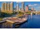 Breathtaking Tampa skyline view from the water highlighting modern skyscrapers and a historic pirate ship docked near the waterfront at 1440 Harbour Walk Rd, Tampa, FL 33602