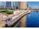 Scenic aerial shot showcasing a pedestrian bridge over water, connecting to the cityscape at 1440 Harbour Walk Rd, Tampa, FL 33602