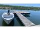 Dock on the water ideal for boating, with a boat pulled up to the dock at 14413 Birch St, Hudson, FL 34667