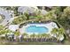 Community pool is surrounded by palm trees and lounge chairs at 28635 Tranquil Lake Cir, Wesley Chapel, FL 33543