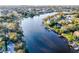 Beautiful aerial view of waterfront properties and private boat docks along the Hillsborough River at 2902 N Shoreview Pl, Tampa, FL 33602