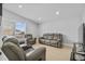 Bright living room with a modern layout, comfortable seating, and a view of the front yard at 4414 W Paris St, Tampa, FL 33614