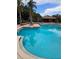 Beautiful community swimming pool surrounded by lush landscaping and palm trees on a bright day at 10263 Gandy Blvd # 2314, St Petersburg, FL 33702