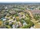 Aerial view of neighborhood, showing homes and community amenities at 17112 Downs Dr, Odessa, FL 33556