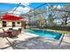 Relaxing pool and patio area with seating for outdoor dining at 17112 Downs Dr, Odessa, FL 33556