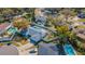 Aerial view showcasing the property's in-ground pool, lush backyard, and neighborhood at 3704 Thornwood Pl, Tampa, FL 33618