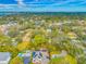 An aerial view of a vibrant community featuring lush trees, beautiful homes, and distant city views at 4636 W Longfellow Ave, Tampa, FL 33629