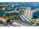 Aerial view of waterfront community, highlighting the building and surrounding landscape at 7400 Sun Island S Dr # 207, South Pasadena, FL 33707