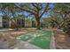 A shuffleboard court with mature trees and benches at a well-maintained condo complex at 860 Virginia St # 303, Dunedin, FL 34698