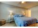 Relaxing bedroom with wood-look tile floors, ceiling fan and neutral color palette at 10800 Us Highway 19 N # 108, Pinellas Park, FL 33782