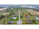 Aerial view of a neighborhood showcasing the home's location within a cul-de-sac and proximity to community amenities at 14739 Vista View Ct, Dade City, FL 33523