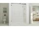 Modern bathroom featuring a large walk-in shower with glass enclosure at 18429 Serene Lake Loop, Lutz, FL 33548
