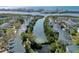 Scenic aerial view of waterfront homes lining a canal with the ocean visible in the distance at 9920 Indian Key Trl # 29, Seminole, FL 33776