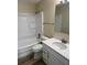 Freshly renovated bathroom with new fixtures, a clean white vanity, and a shower-tub combination, creating a modern space at 9346 52Nd Way, Pinellas Park, FL 33782