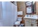 Cozy bathroom featuring a shower with tub, marble countertop and elegant fixtures at 3005 S Miller Rd, Valrico, FL 33596