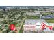 Aerial view of neighborhood, showing the home's proximity to retail shopping and restaurants at 3908 W Laurel St, Tampa, FL 33607