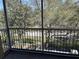 Balcony view showcasing a metal railing and mature trees overlooking a grassy common area at 5125 Palm Springs Blvd # 11306, Tampa, FL 33647