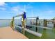 This boat lift provides easy water access and enhances the waterfront lifestyle at 854 Bay Point Dr, Madeira Beach, FL 33708