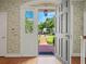 View from the front door looking out over the front yard and brick pathway at 11806 Willow Point Way, Tampa, FL 33618