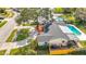 Aerial view of a charming home with a lush, green yard and a sparkling pool, ideal for outdoor living at 3124 61St N Ln, St Petersburg, FL 33710