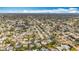 Extensive aerial shot showcases a quiet neighborhood with mature trees, numerous homes and city skyline in the distance at 3124 61St N Ln, St Petersburg, FL 33710