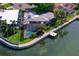 Stunning aerial view of waterfront property with screened pool, dock and lush landscaping at 4464 46Th S Ave, St Petersburg, FL 33711
