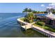 Aerial view showcases a waterfront home with private dock, pool, and lush landscaping at 4464 46Th S Ave, St Petersburg, FL 33711