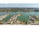 Breathtaking aerial view of a waterfront neighborhood with houses on canals and direct access to the open sea at 448 79Th S St, St Petersburg, FL 33707