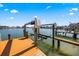 Modern boat lift with wooden dock providing convenient waterfront access for boating and water activities at 448 79Th S St, St Petersburg, FL 33707