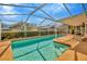 Lovely pool in screened enclosure is surrounded by beautiful landscaping and a sunny patio at 6208 Forrestal Dr, Tampa, FL 33625