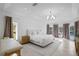 Expansive main bedroom with a neutral color scheme, tray ceiling, and large windows at 5035 Pinelake Rd, Wesley Chapel, FL 33543