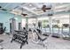 Fitness center features weights, weight machines, treadmills, and ceiling fans at 10 Papaya St # 1404, Clearwater Beach, FL 33767