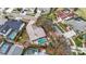 This aerial view shows the property's location, surrounded by mature trees and neighboring homes at 11308 Pocket Brook Dr, Tampa, FL 33635