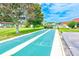 Outdoor shuffleboard court surrounded by lush landscaping and mature trees on a sunny day at 12200 Vonn Rd # 1305, Largo, FL 33774