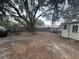 Spacious backyard with storage shed, partially fenced and featuring mature trees for privacy at 12205 Greenland Dr, Riverview, FL 33579