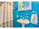 Cozy bathroom featuring stylish fixtures, a convenient layout, and a refreshing color palette at 18675 Us Highway 19 N # 320, Clearwater, FL 33764