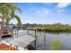 Waterfront view of the dock, boats, and mangroves at 6029 Bayway Ct, New Port Richey, FL 34652