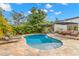 Inviting backyard pool surrounded by lush greenery, patio furniture, and lounge chairs at 719 21St N Ave, St Petersburg, FL 33704