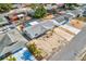 Aerial view of a house and backyard, showing the pool, patio, and surrounding neighborhood at 7635 Sue Ellen Dr, Port Richey, FL 34668